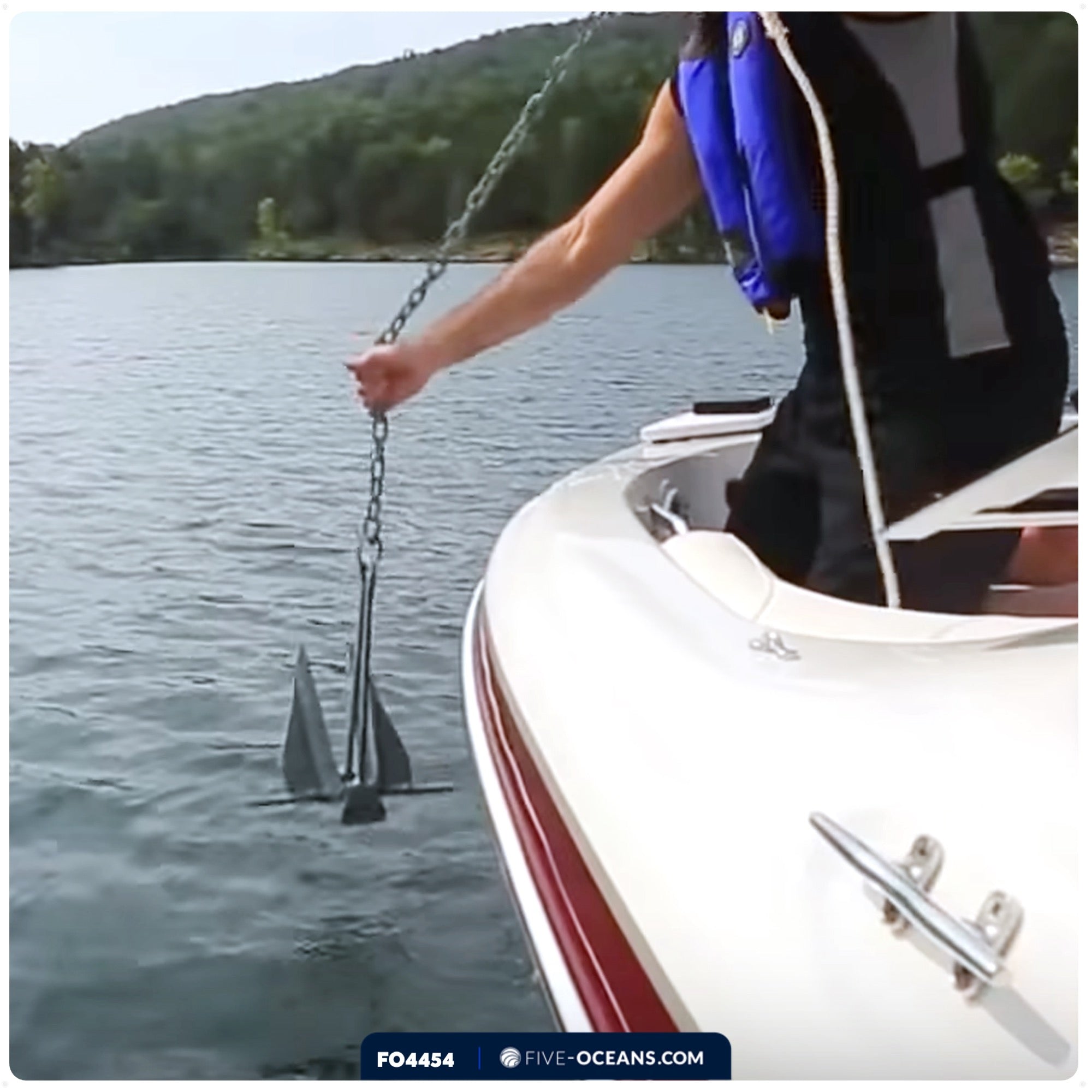3 Lb Boat Fluke Anchor, Slip Ring Shank, Easy-Release, Galvanized Steel - FO4554 - Five Oceans
