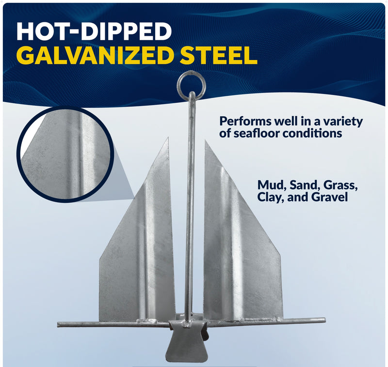 Slip-Ring Fluke Anchor - Marine-Grade Galvanized Steel - Five Oceans