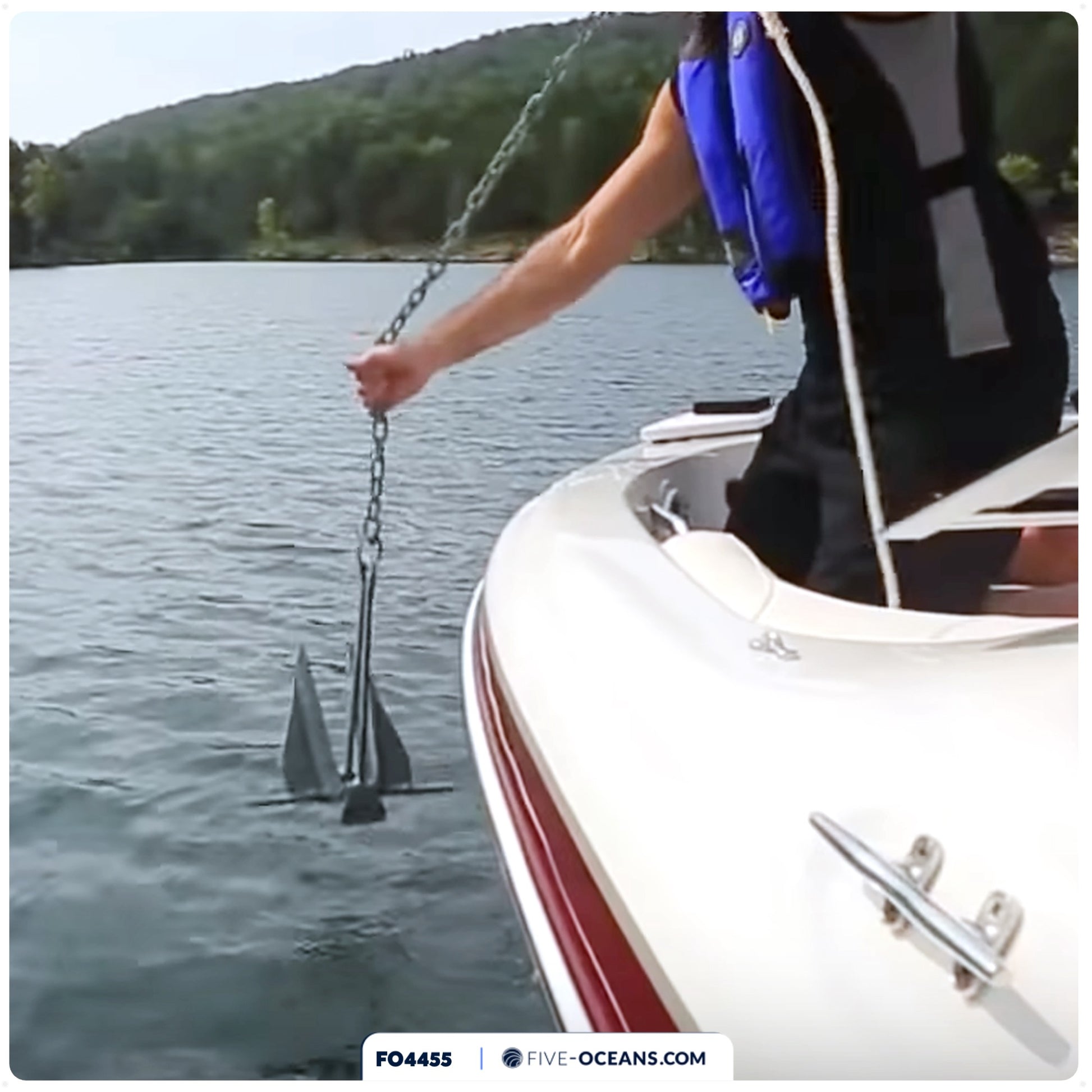 5 Lb Boat Fluke Anchor, Slip Ring Shank, Easy-Release, Galvanized Steel - FO4555 - Five Oceans