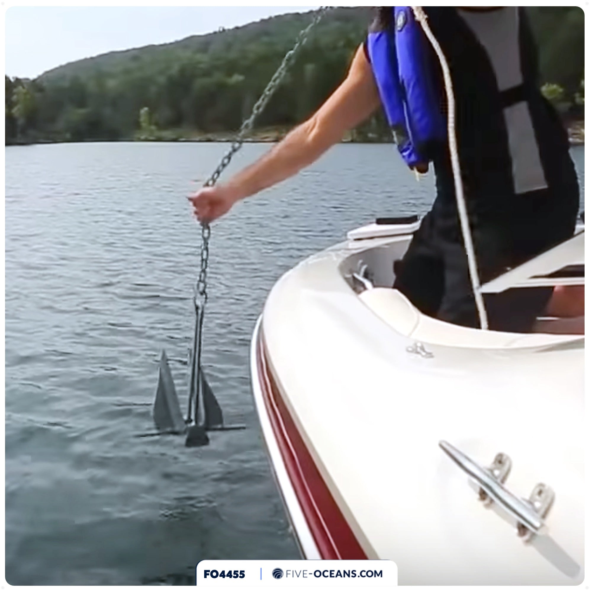 5 Lb Boat Fluke Anchor, Slip Ring Shank, Easy-Release, Galvanized Steel - FO4555 - Five Oceans