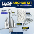 7 lb Slip Ring Fluke Anchor Kit with Hand-Spliced Rope & Chain