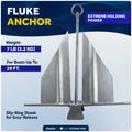 7 Lb. Slip-Ring Fluke Anchor, Galvanized Steel - FO4556 - Five Oceans