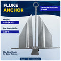 9 Lb. Slip-Ring Fluke Anchor, Galvanized Steel - FO4557 - Five Oceans