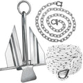 12 Lb Boat Fluke Anchor Kit, Slip Ring Shank, Hot Dipped Galvanized, Rope, Chain and Shackle - FO4558-4577 - Five Oceans