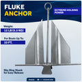 12 Lb. Slip-Ring Fluke Anchor, Galvanized Steel - FO4558 - Five Oceans