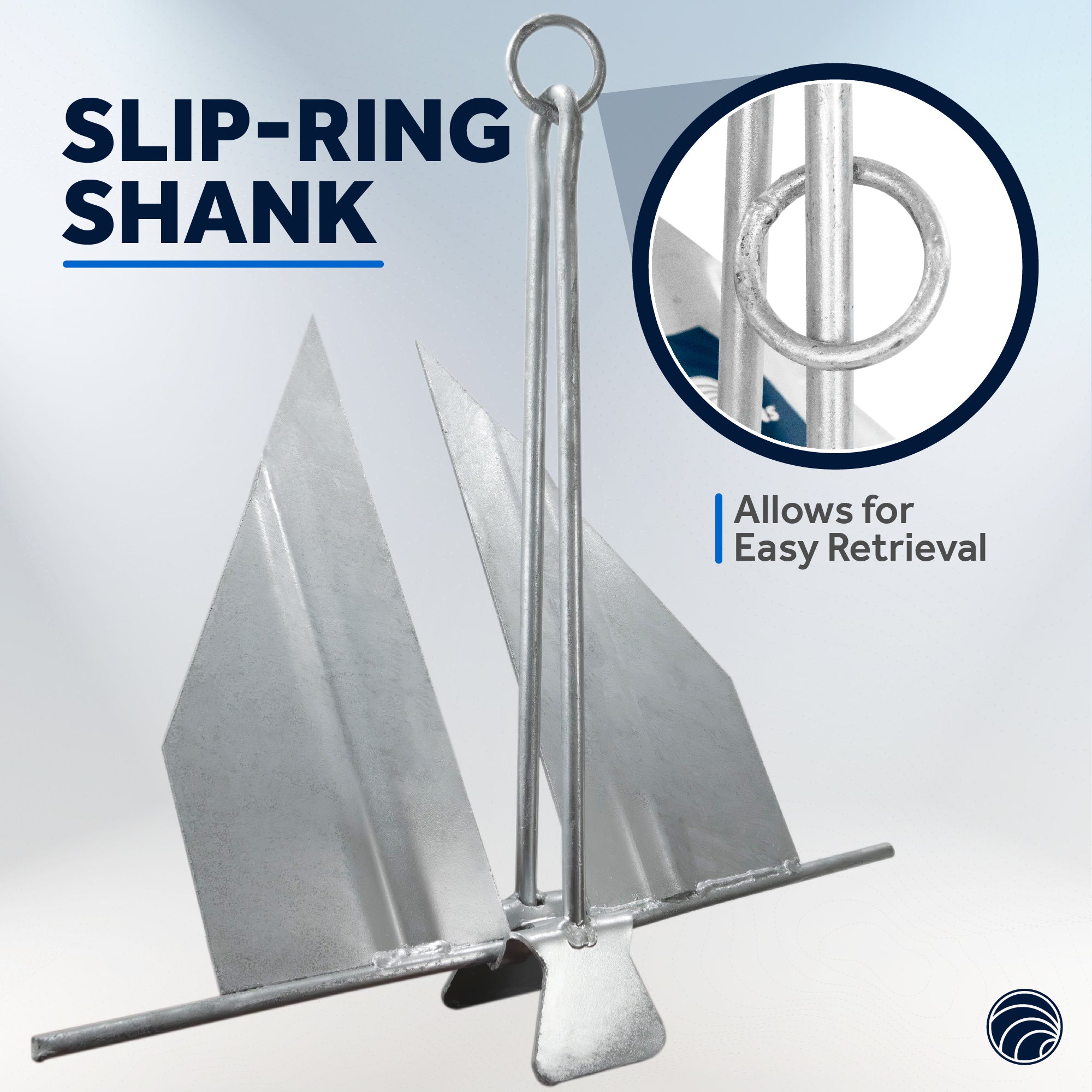 Boat Fluke Anchor, 12 Lb Easy-Release Galvanized Steel, Slip Ring Shank - FO4558