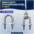 12" Anchor Safety Strap - 3/8" U-Bolt, Stainless Steel/PVC Coated - FO4559 - Five Oceans
