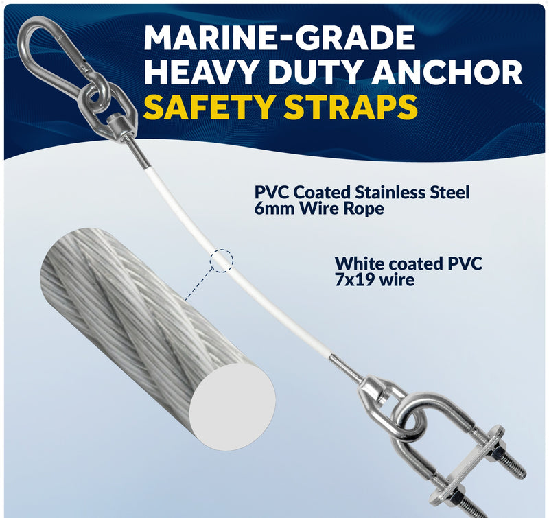 12" Anchor Safety Strap, AISI316 Stainless Steel / PVC Coated - Five Oceans