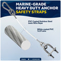 12" Anchor Safety Strap - 3/8" U-Bolt, Stainless Steel/PVC Coated - FO4559 - Five Oceans