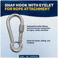 5/16" Snap Hook with Screw Nut & Eyelet, AISI316 Stainless Steel