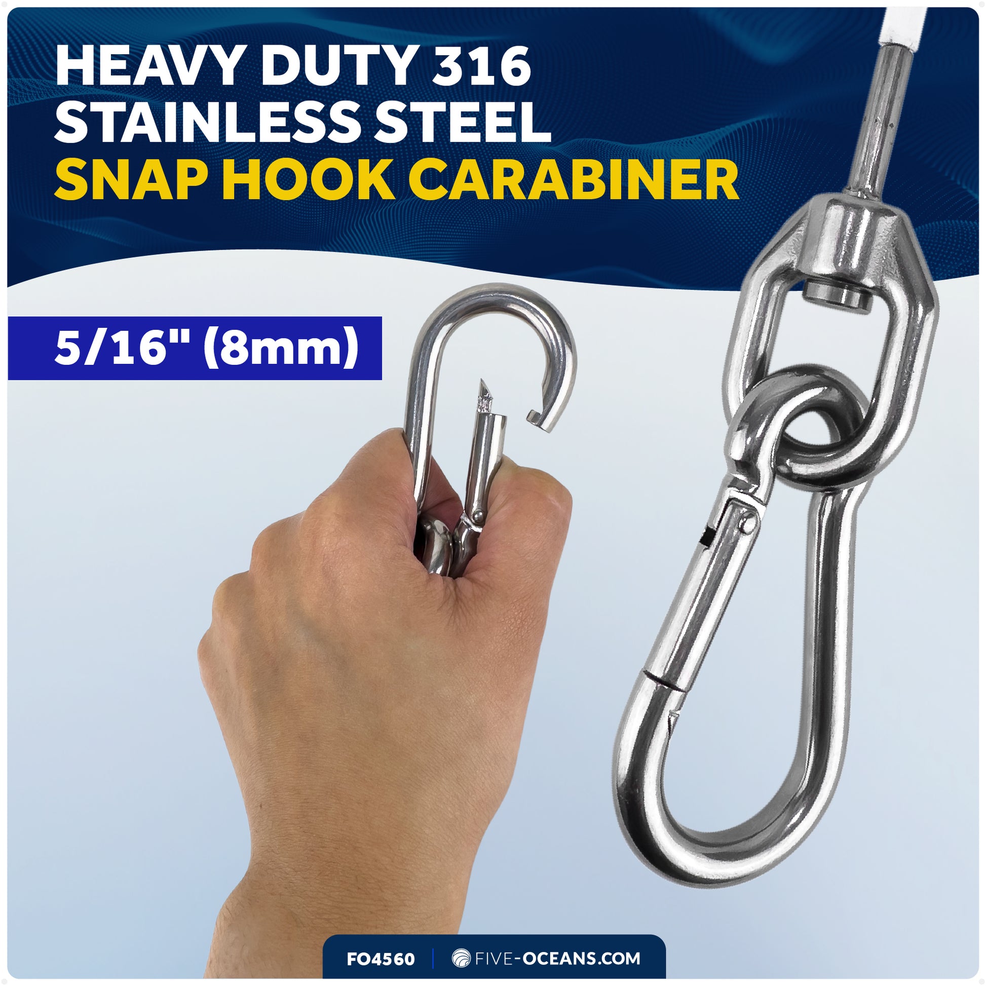 12" Anchor Safety Strap - 5/16" U-Bolt, Stainless Steel/PVC Coated - FO4560 - Five Oceans