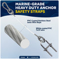 12" Anchor Safety Strap - 5/16" U-Bolt, Stainless Steel/PVC Coated - FO4560 - Five Oceans