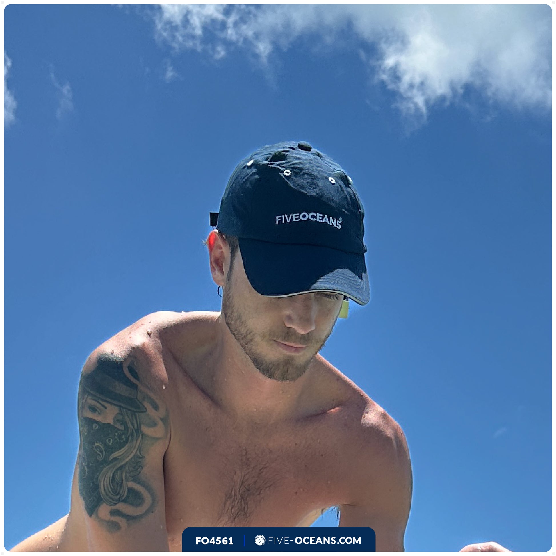 Fast Dry Crew Cap, Blue, 100% Polyester, UPF 40 - FO4561 - Five Oceans