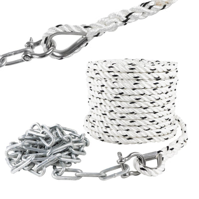 Anchor Rode - 5/16" Rope & 1/4" Galvanized Chain - Hand-Spliced with Thimble & Shackle - Five Oceans