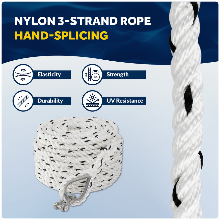 Anchor Rode - 3/8" Rope & 1/4" Galvanized Chain - Hand-Spliced with Thimble & Shackle - Five Oceans
