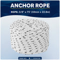 3/8" x 75' Premium 3-Strand Nylon Line, White with Black Tracer - FO4567-M75 - Five Oceans