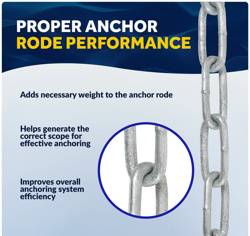 1/4" Anchor Chain with 2 Shackles, Marine-Grade Galvanized Steel - Five Oceans