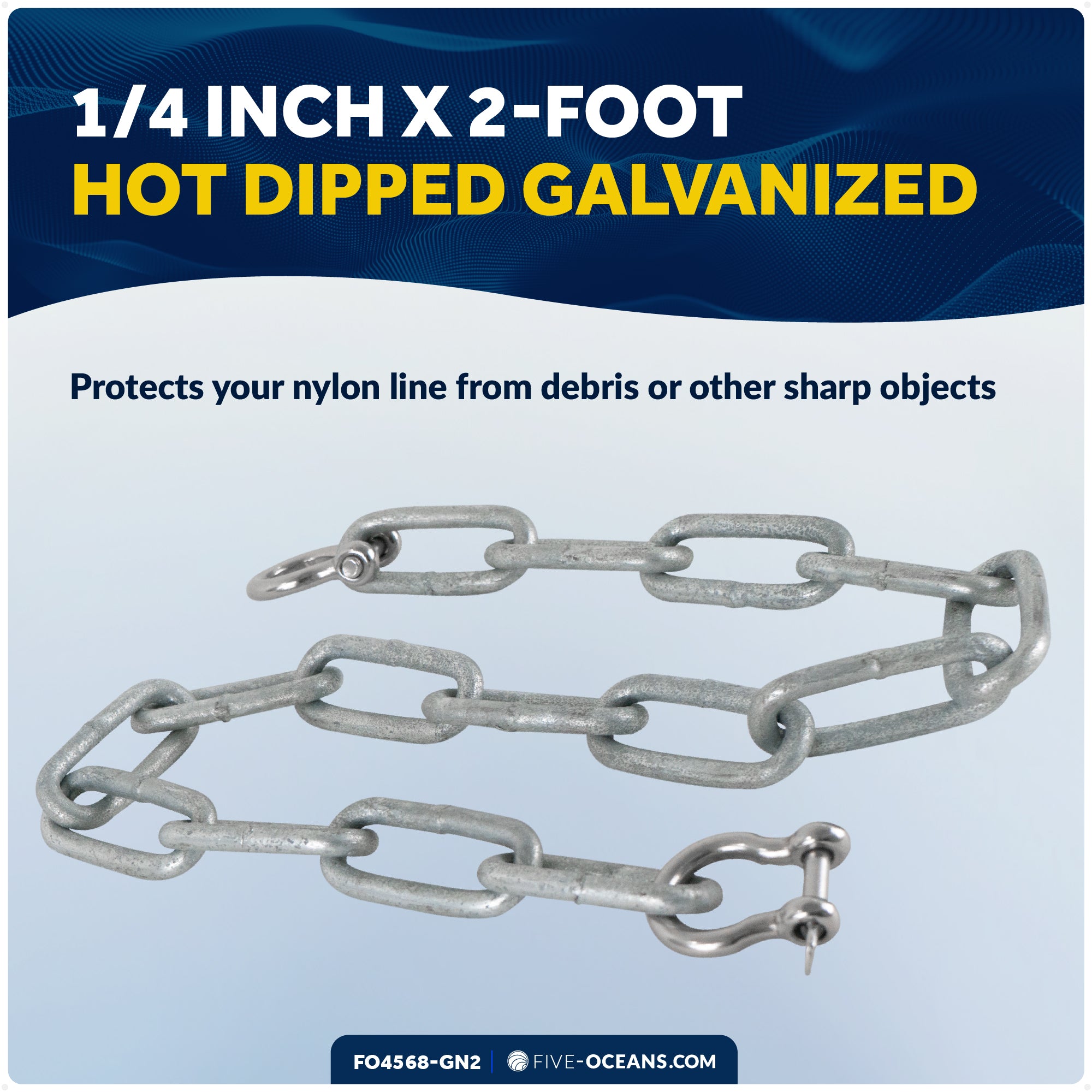 Anchor Chain 1/4" x 2' with Shackles - Galvanized Steel - FO4568-GN2