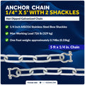 Anchor Chain 1/4" x 5' with Shackles - Galvanized Steel - FO4568-GN5 - Five Oceans