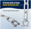 5/16" Anchor Chain with 2 Shackles, Marine-Grade Galvanized Steel - Five Oceans