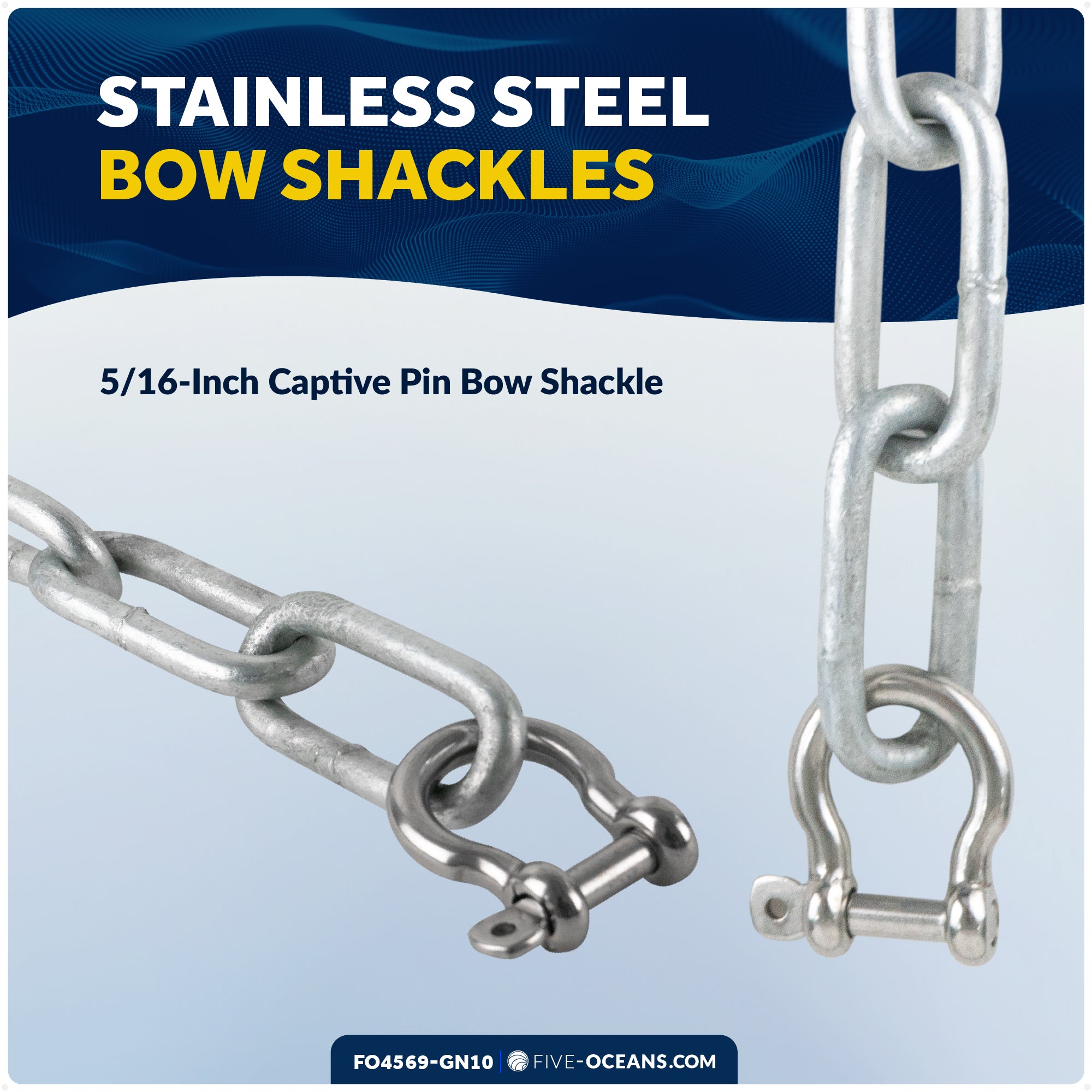 Anchor Chain 5/16" x 10' with Shackles - Galvanized Steel - FO4569-GN10