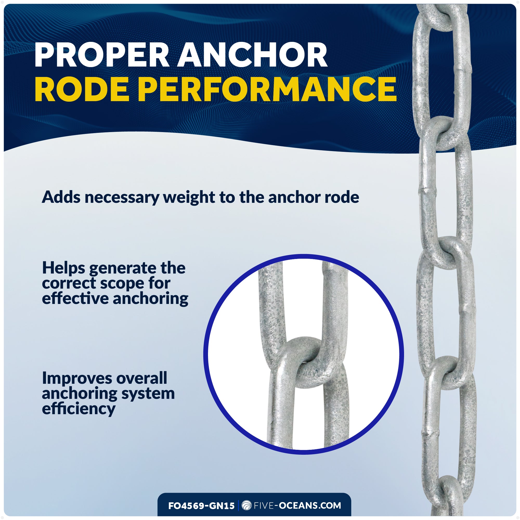 Anchor Chain 5/16" x 15' with Shackles - Galvanized Steel - FO4569-GN15