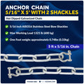Anchor Chain 5/16" x 5' with Shackles - Galvanized Steel - FO4569-GN5 - Five Oceans
