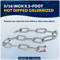 Anchor Chain 5/16" x 5' with Shackles - Galvanized Steel - FO4569-GN5 - Five Oceans