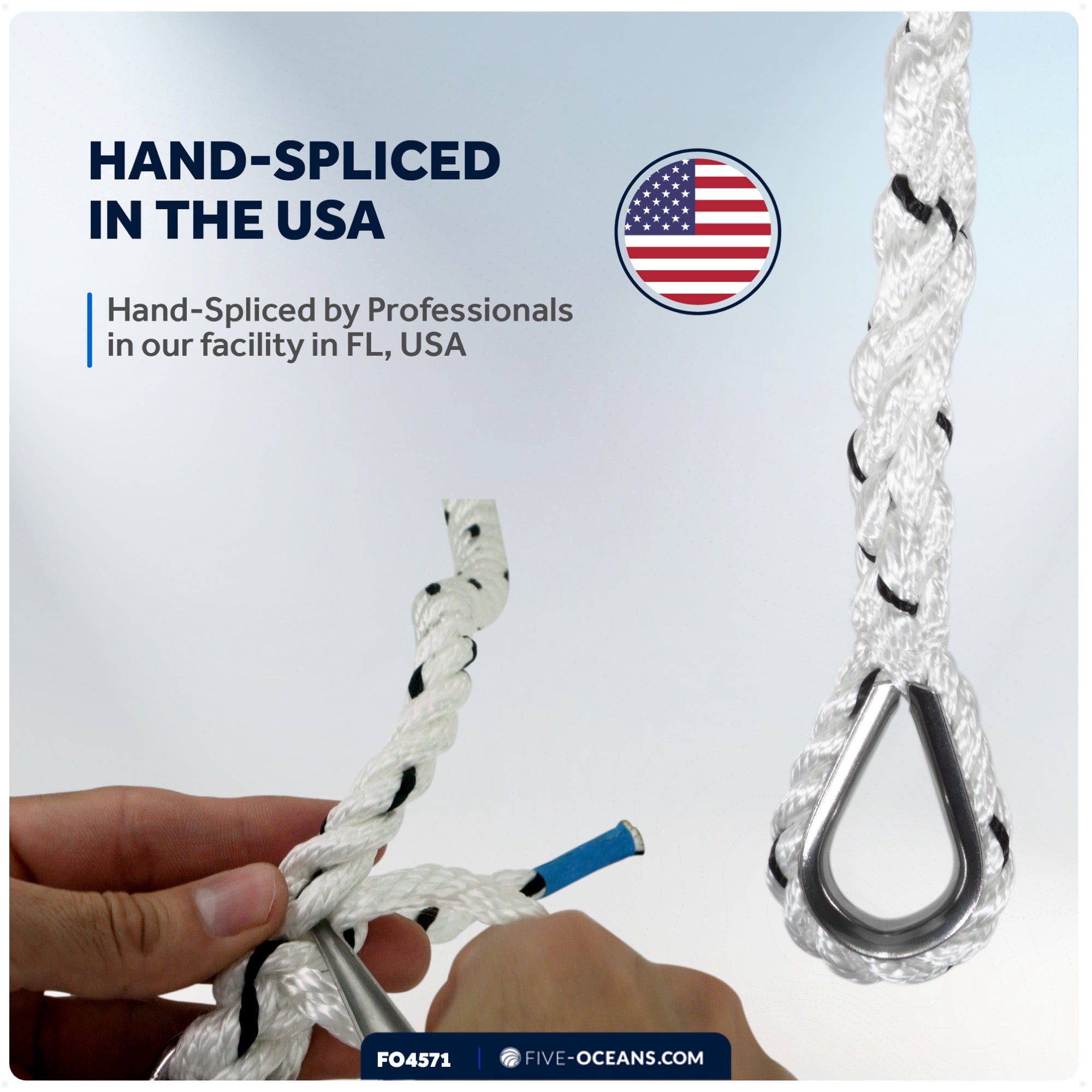 Anchor Rode, 3/8" x 75' Nylon 3-Strand Rope, 1/4" x 3' Hot Dipped Galvanized Steel Chain - FO4571 - Five Oceans