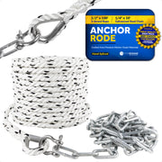 Anchor Rode, 1/2" x 100' Nylon 3-Strand Rope, 1/4" x 10' Hot Dipped Galvanized Steel Chain - FO4572 - Five Oceans