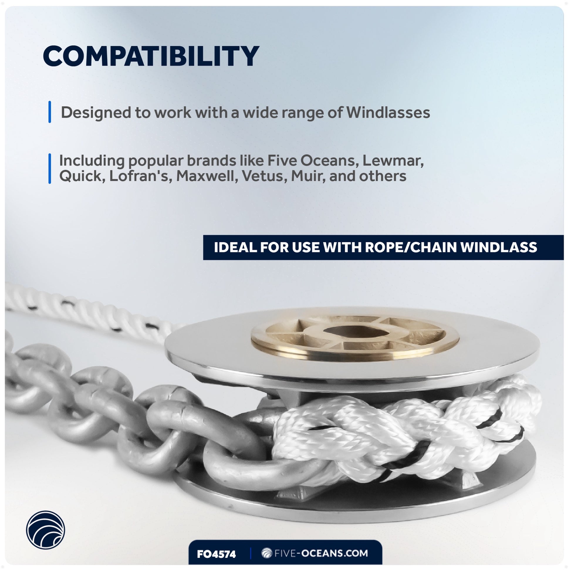 Windlass Anchor Rode, 5/8" x 300' Nylon 3-Strand Rope, 3/8" x 20' G4 Hot-Dipped Galvanized Steel Chain - FO4574 - Five Oceans