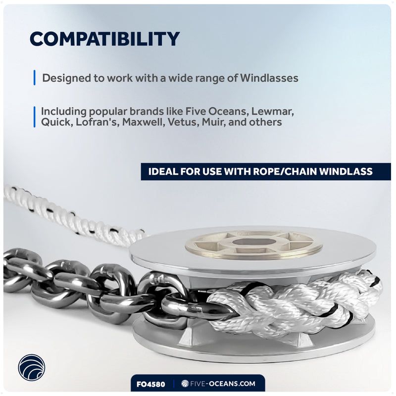 Windlass Anchor Rode, 9/16"x300' Rope with 5/16"x20' G4 Stainless Steel Chain - FO4580 - Five Oceans