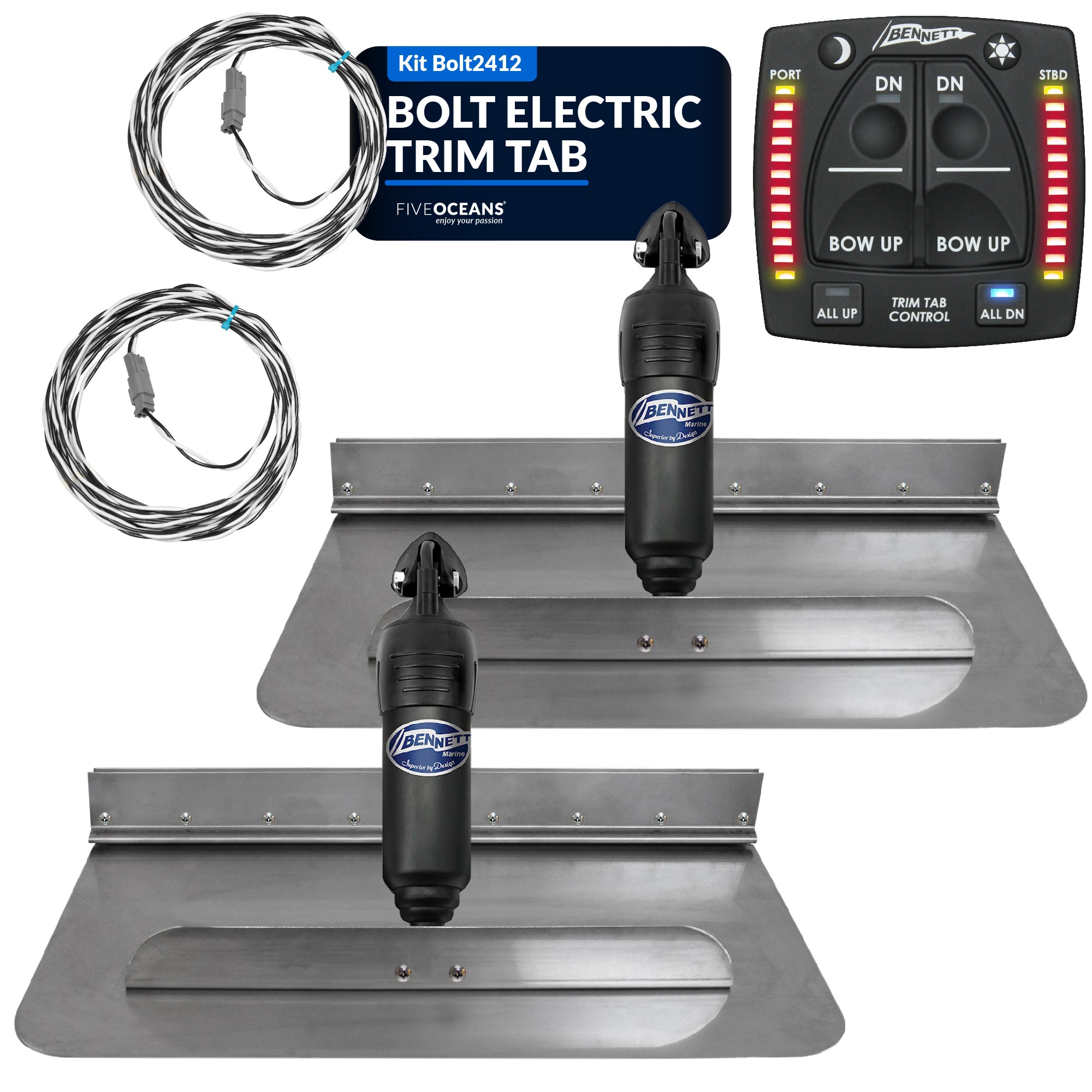 Bolt Electric Trim Tab System 24" x 12", Complete Kit BOLT2412, 12V DC - FO4585