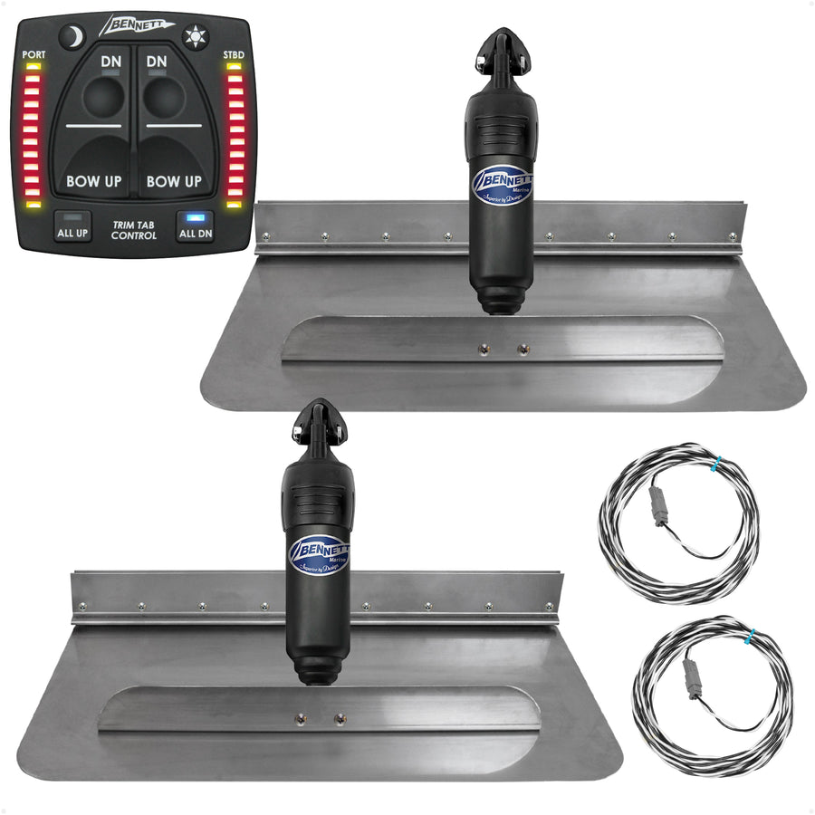 Bennett Marine Electric Trim Tab System 24" x 12", Complete Kit BOLT2412, 12V DC - FO4585 - Five Oceans