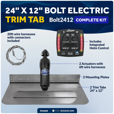 Bennett Marine Electric Trim Tab System 24" x 12", Complete Kit BOLT2412, 12V DC