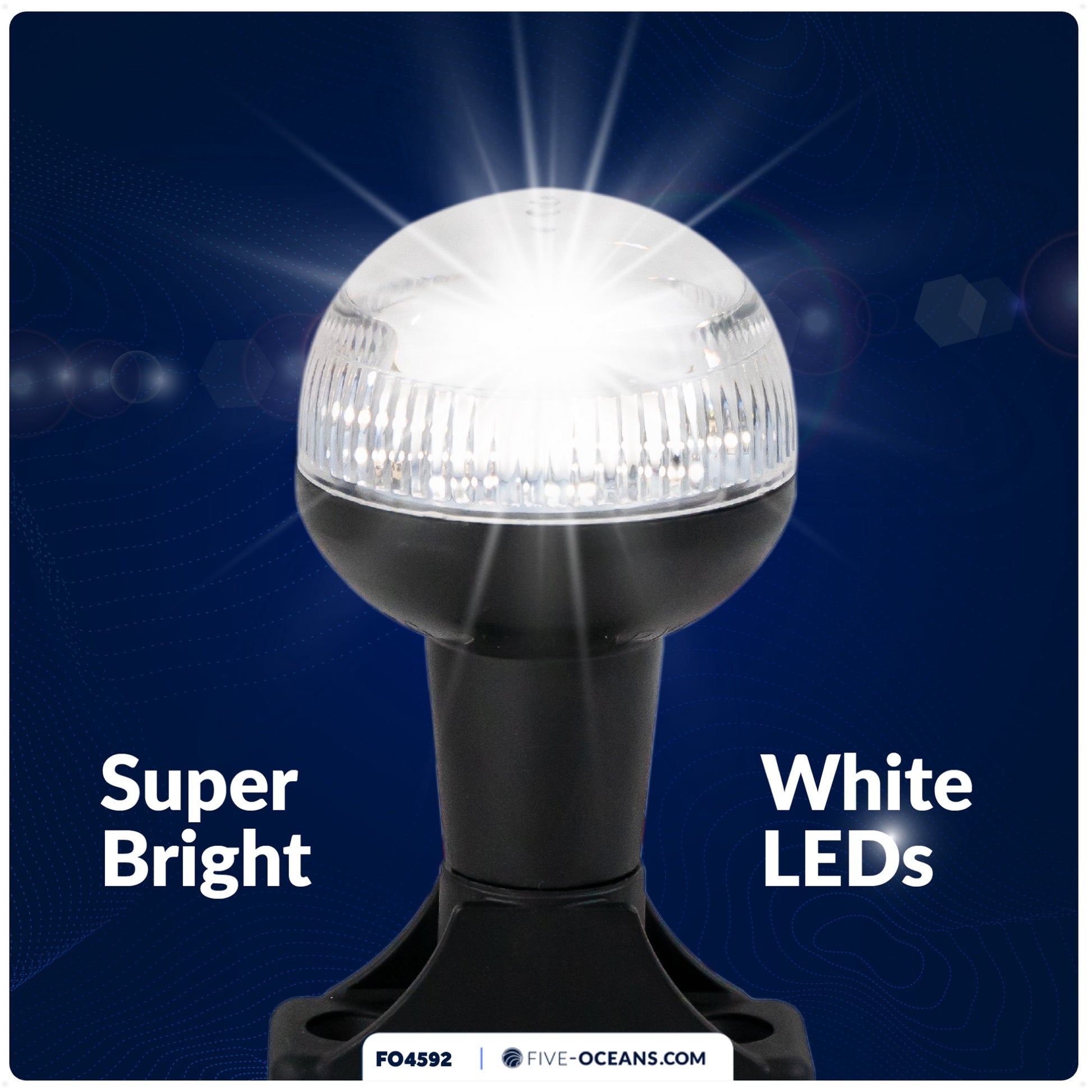 LED Anchor Navigation Light, 4" Fixed Mount, 2NM - FO4592 - Five Oceans