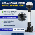 9" LED Anchor Navigation Light, Fold-Down, 12V DC - 2NM