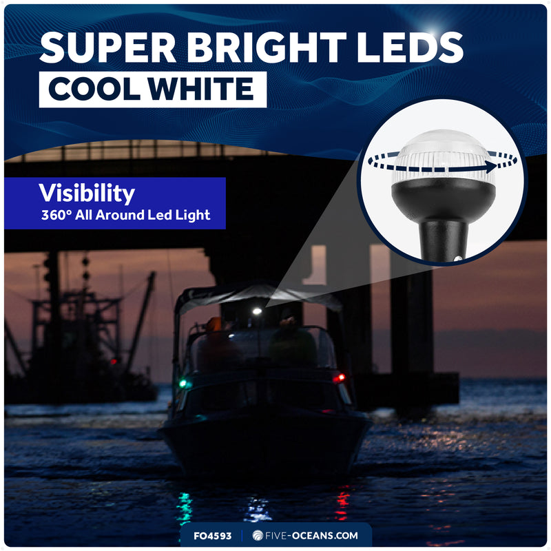 9" LED Anchor Navigation Light, Fold-Down, 12V DC - 2NM