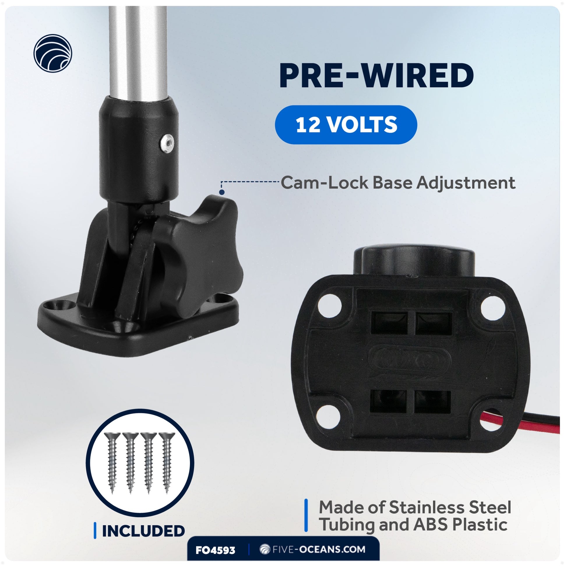 9" LED Anchor Navigation Light, Fold-Down, 12V DC - 2NM - FO4593 - Five Oceans