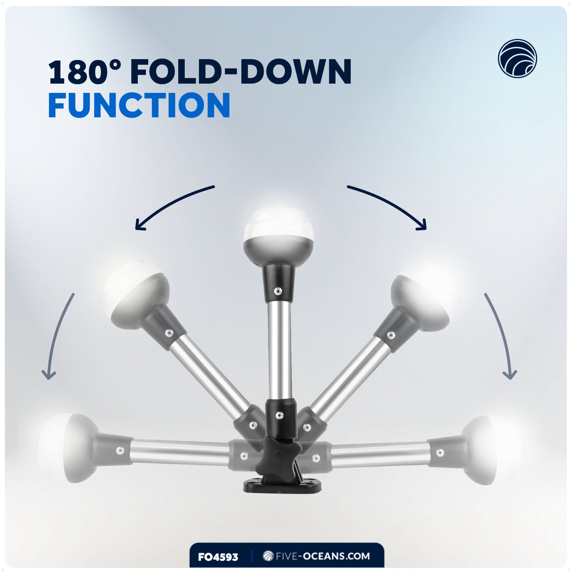 9" LED Anchor Navigation Light, Fold-Down, 12V DC - 2NM - FO4593 - Five Oceans