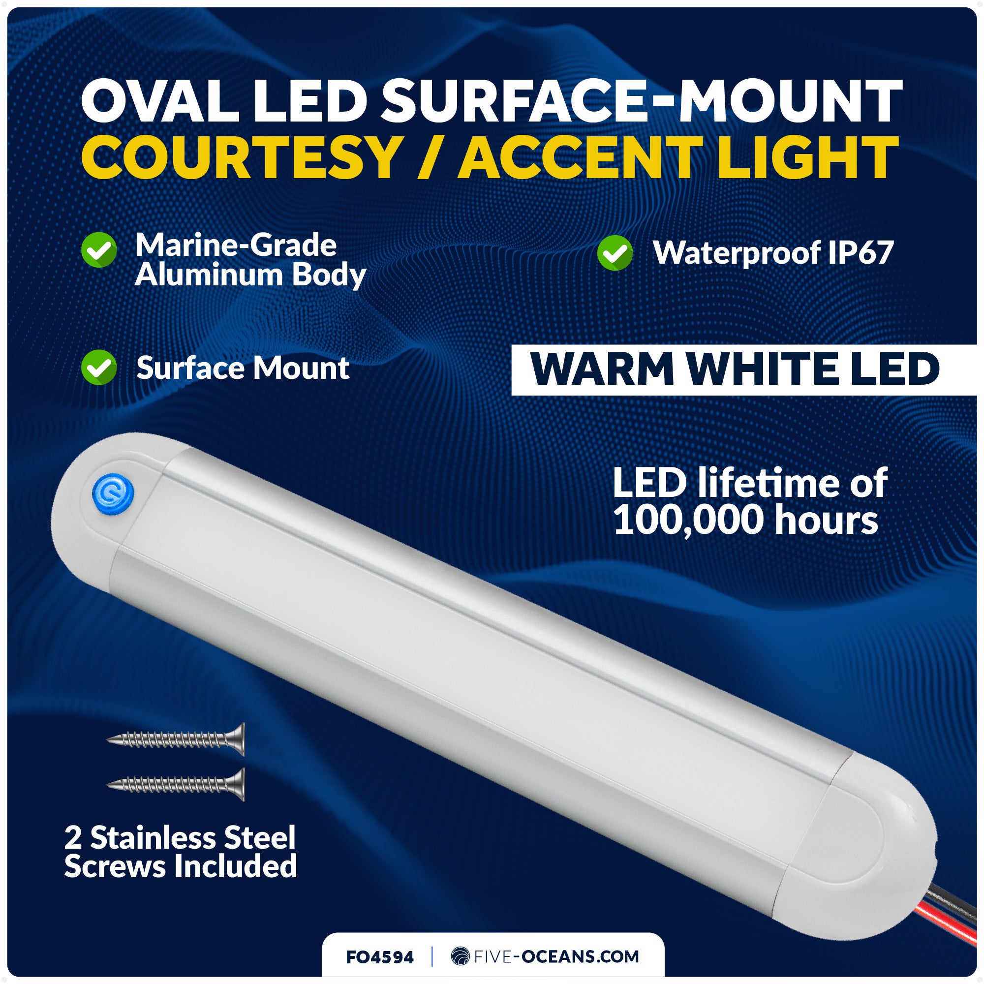 LED Light Bar, Aluminum Housing, Warm White, 10-30V - FO4594 - Five Oceans