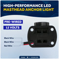 10-1/2" LED Masthead/Anchor Navigation Light, Fold-Down, 12V DC - 2NM - FO4595 - Five Oceans