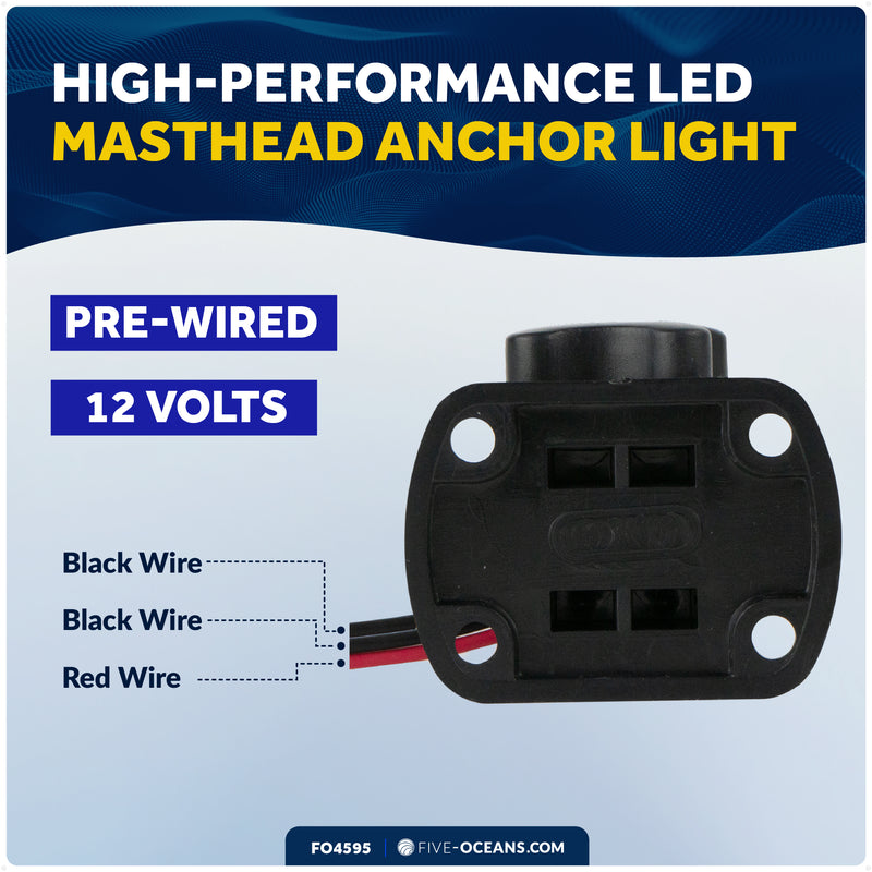 10-1/2" LED Masthead/Anchor Navigation Light, Fold-Down, 12V DC - 2NM - FO4595 - Five Oceans