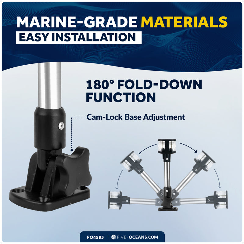 10-1/2" LED Masthead/Anchor Navigation Light, Fold-Down, 12V DC - 2NM - FO4595 - Five Oceans