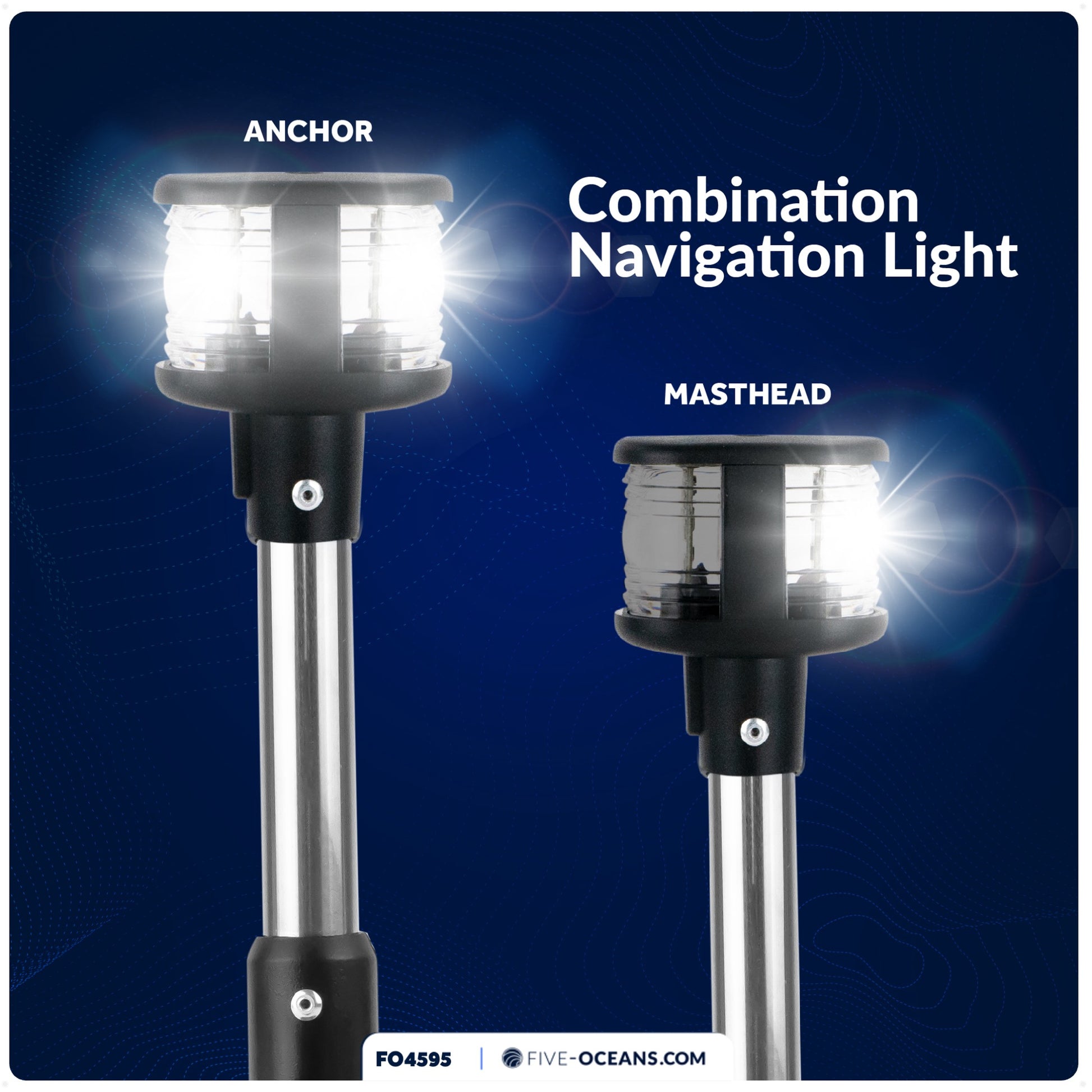 LED Anchor Navigation Light, 10.5" Fixed Mount, 2NM - FO4595 - Five Oceans