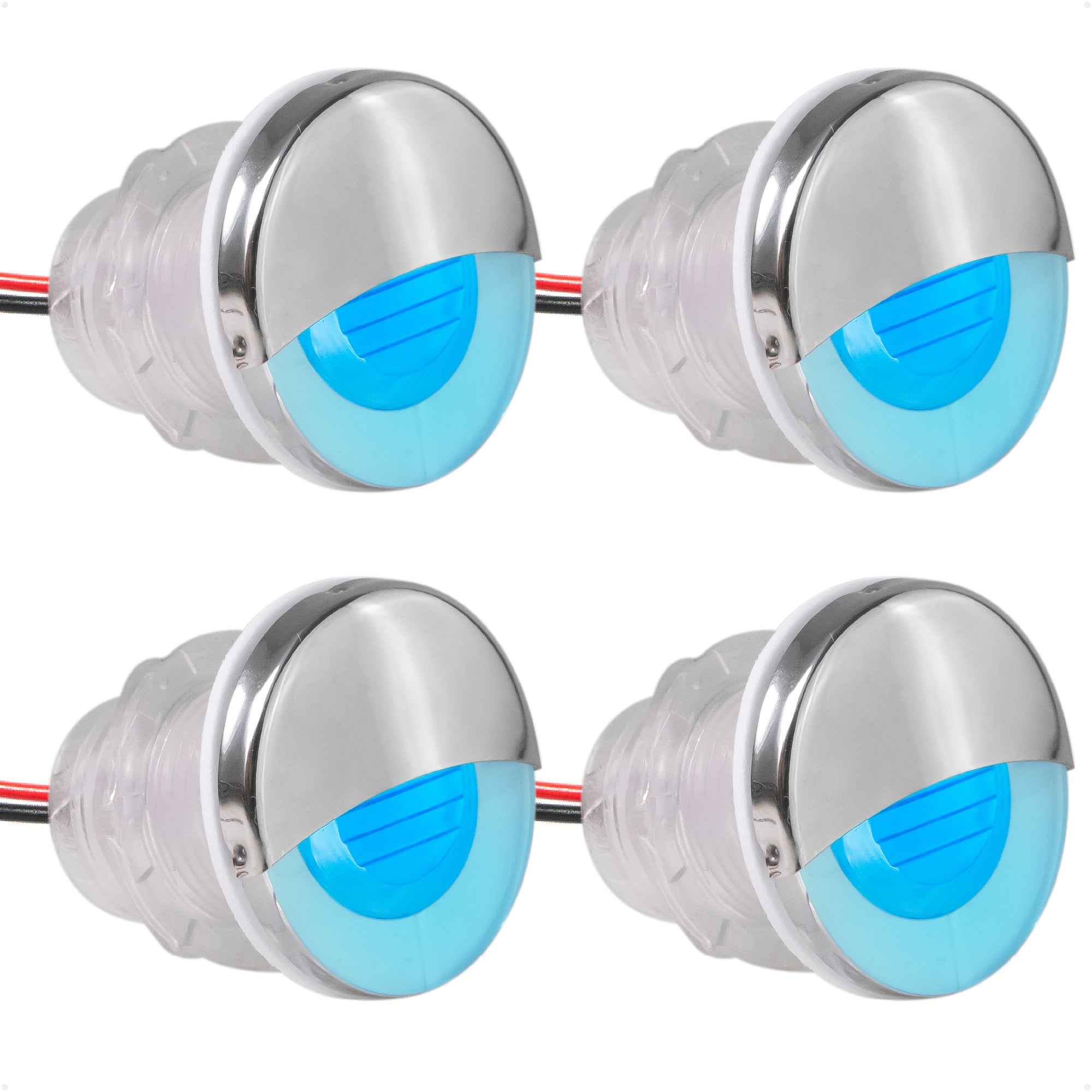 1-5/16" LED Thru-Hull Livewell / Courtesy Light, Blue, 12V, 4-Pack - FO4597-M4 - Five Oceans