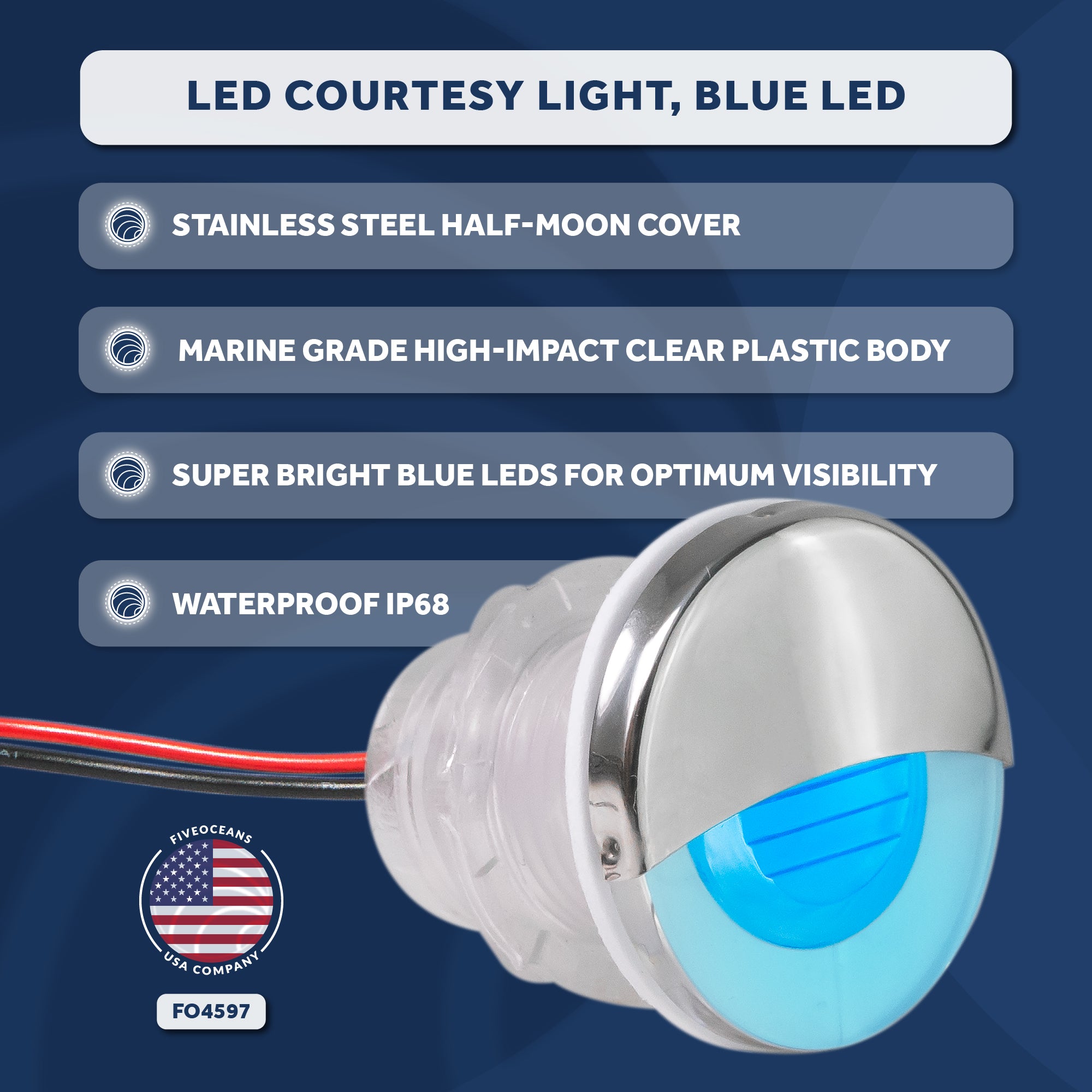 1-5/16" Livewell Courtesy Light, Round Accent, Blue LED - FO4597