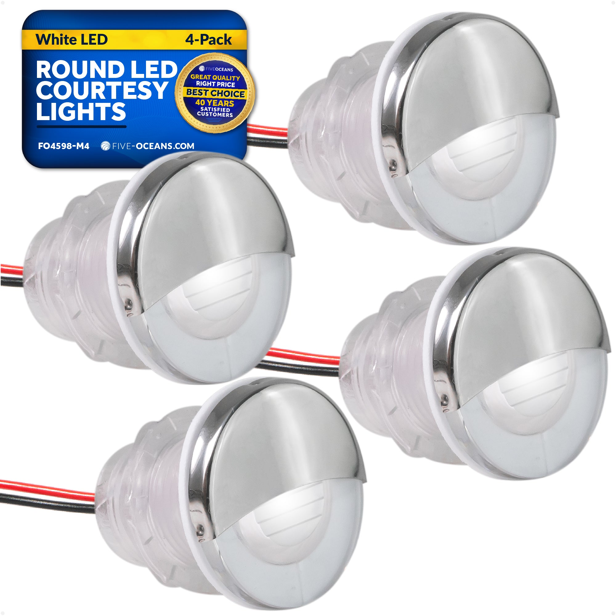 1-5/16" Livewell Courtesy Light, Round Accent, Cool White LED, 4-Pack - FO4598-M4