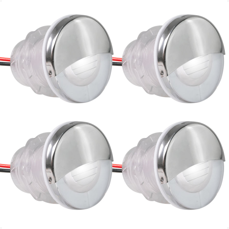 1-5/16" LED Thru-Hull Livewell / Courtesy Light, Cool White, 12V, 4-Pack - FO4598-M4 - Five Oceans