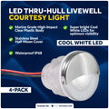 1-5/16" LED Thru-Hull Livewell / Courtesy Light, Cool White, 12V, 4-Pack - FO4598-M4 - Five Oceans